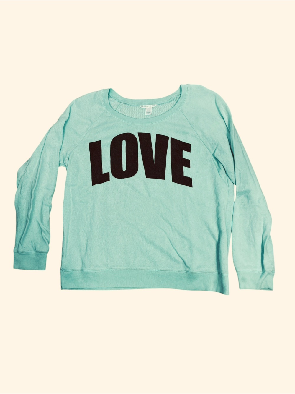 Victoria's Secret Mint Green LOVE Graphic Pullover Sweatshirt Size Large